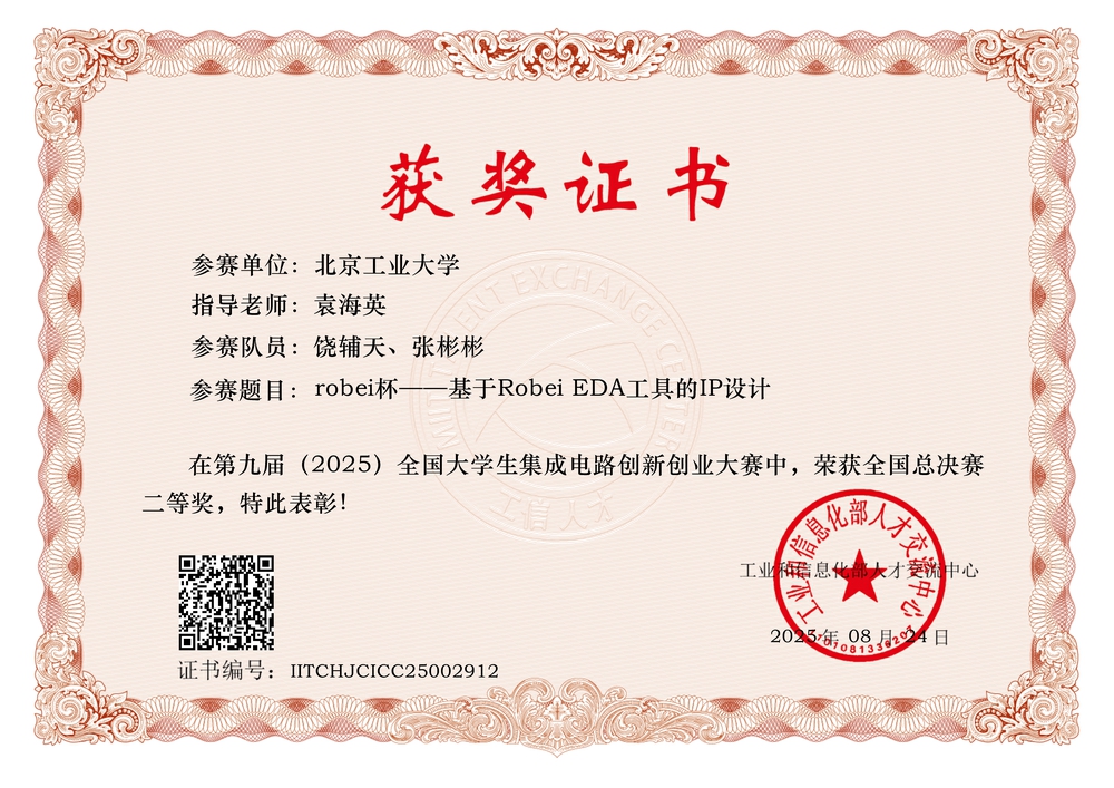 集创赛国赛二等奖证书